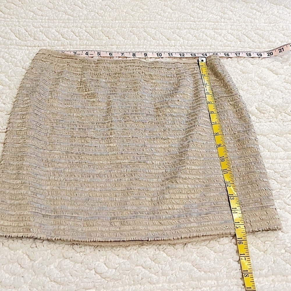 🆕 Alice + Olivia champagne gold sparkle fringe mini skirt mid rise - Picture 7 of 10